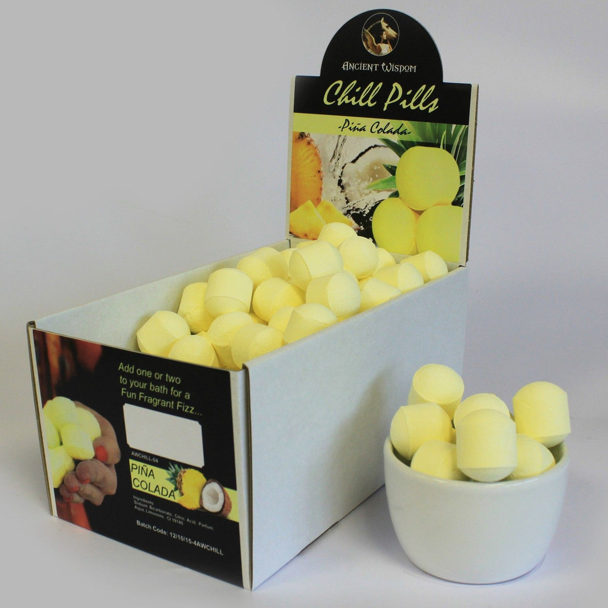 Chill Pills – šumivé tablety do koupele, krabice 1,3 kg – piña colada