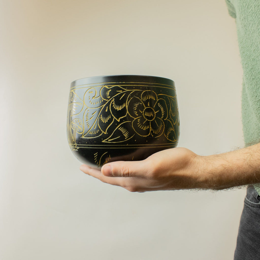 Tibetská mísa ve tvaru kotlíku – magická houba, žlutá (15cm)
