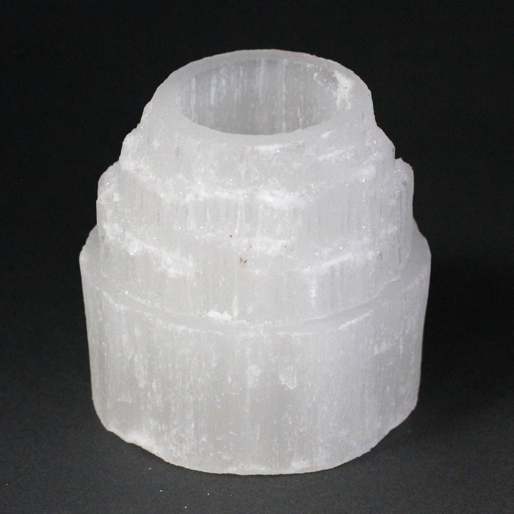 Selenit-Kerzenhalter Bergspitze - 8 cm