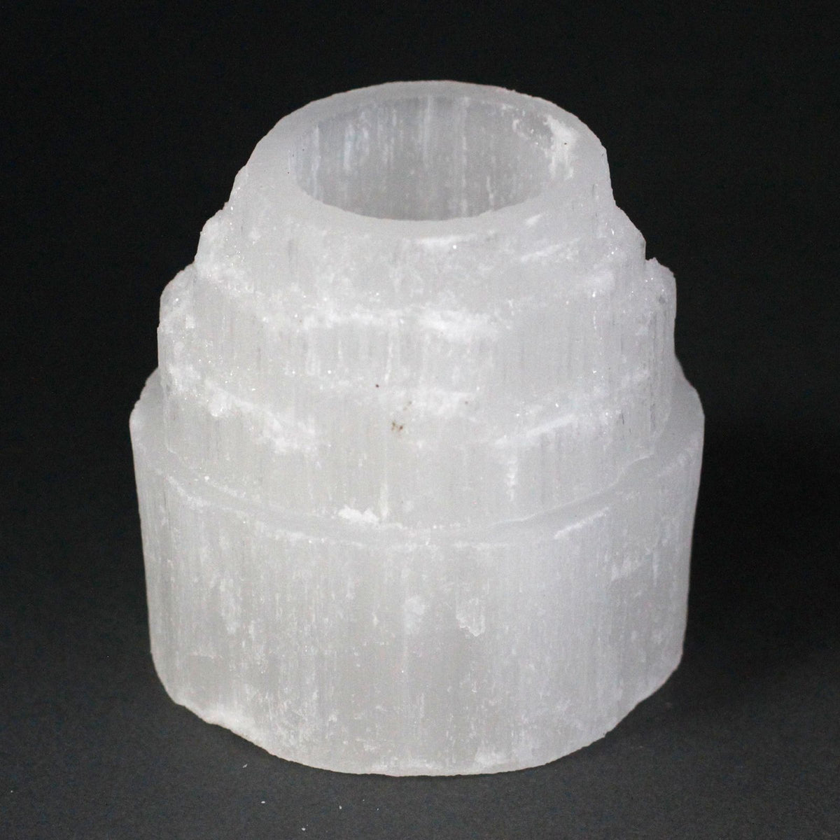 Selenit-Kerzenhalter Bergspitze - 8 cm