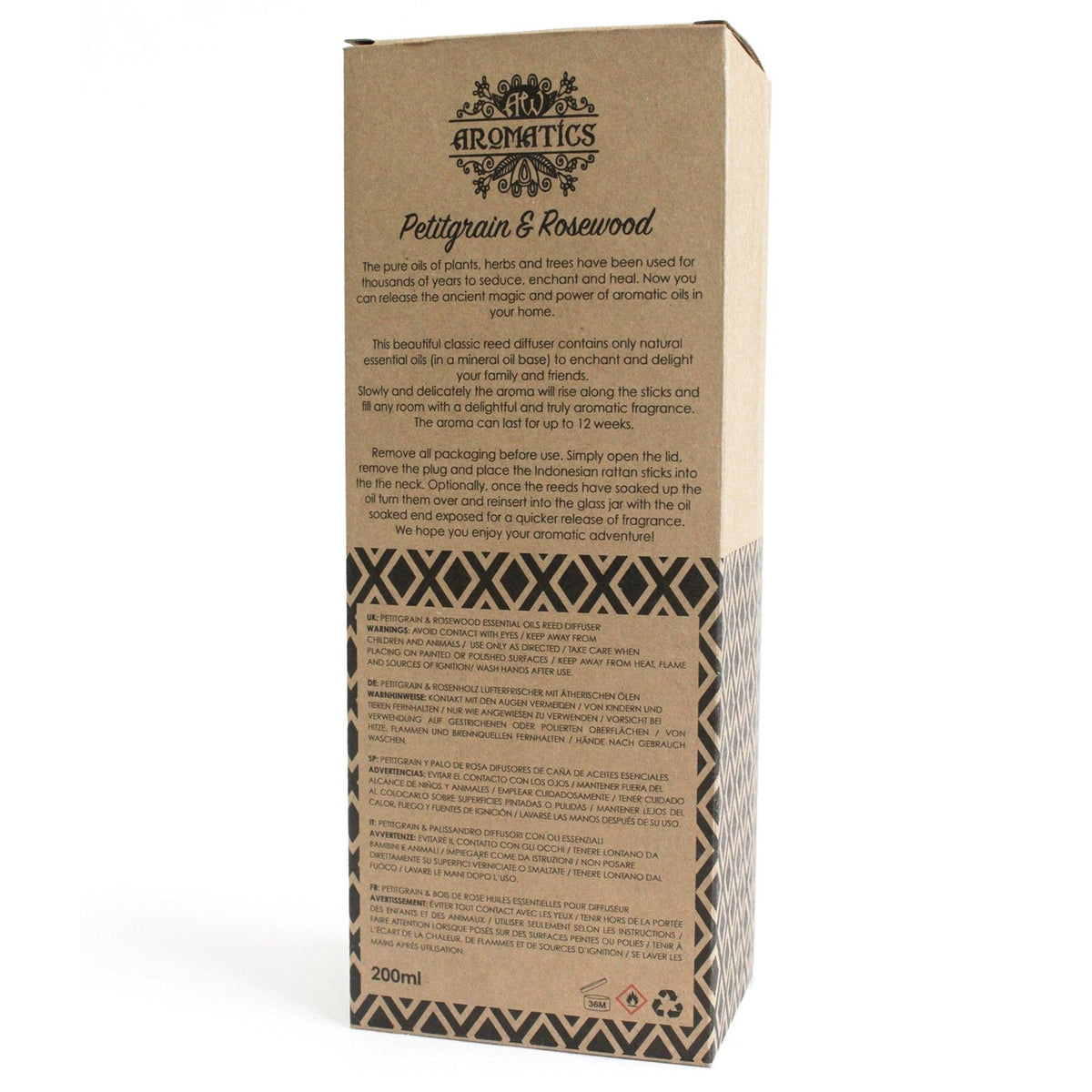 200 ml petitgrain és rózsafa illóolajos nádpálcás illatosító