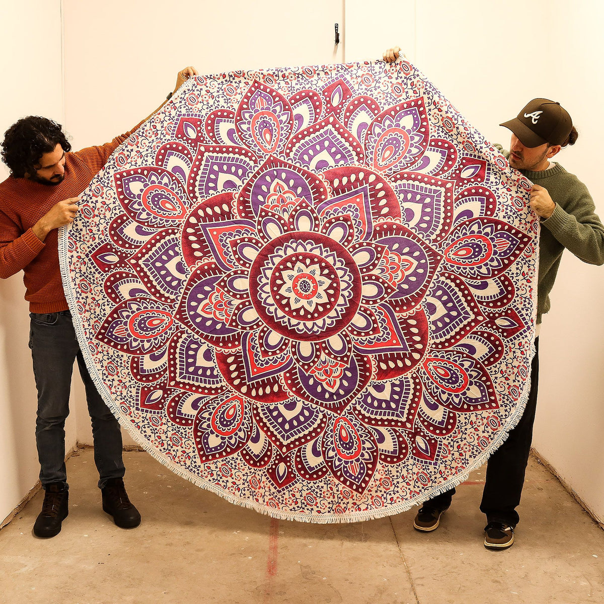 Nagy kerek mandala falidísz (180 cm) - rózsaszín és lila