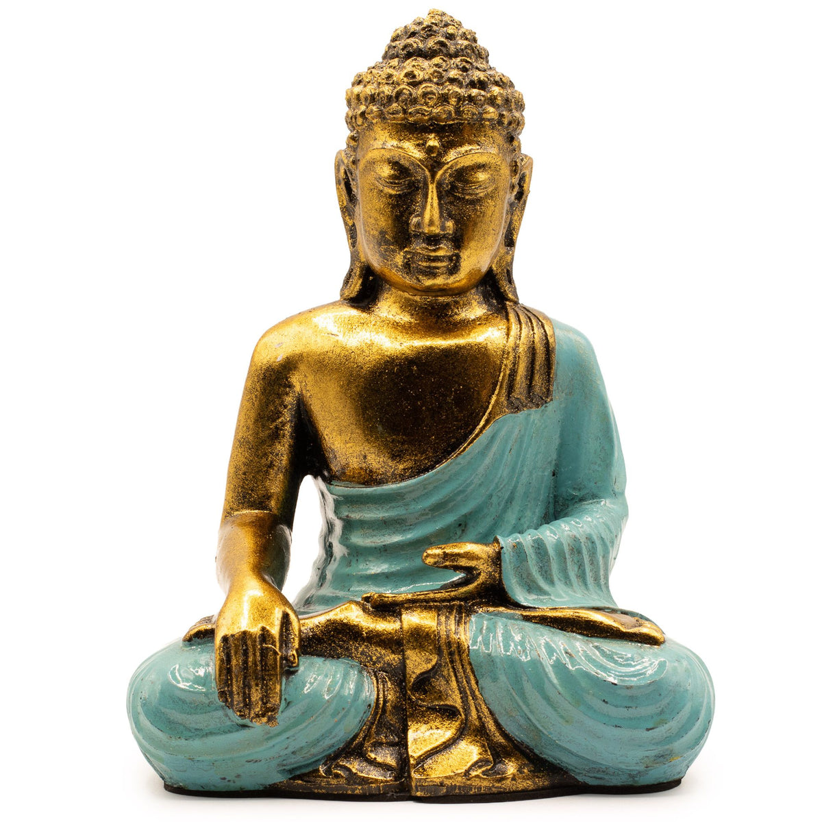 Buddha in Petrol & Gold – Groß