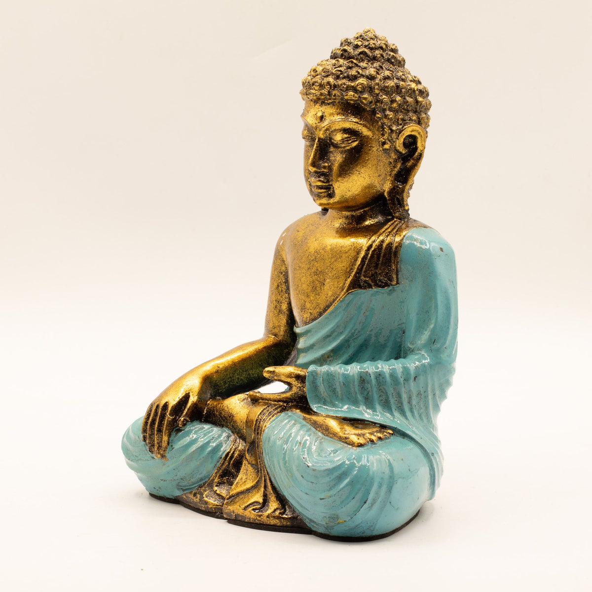 Buddha in Petrol & Gold – Groß