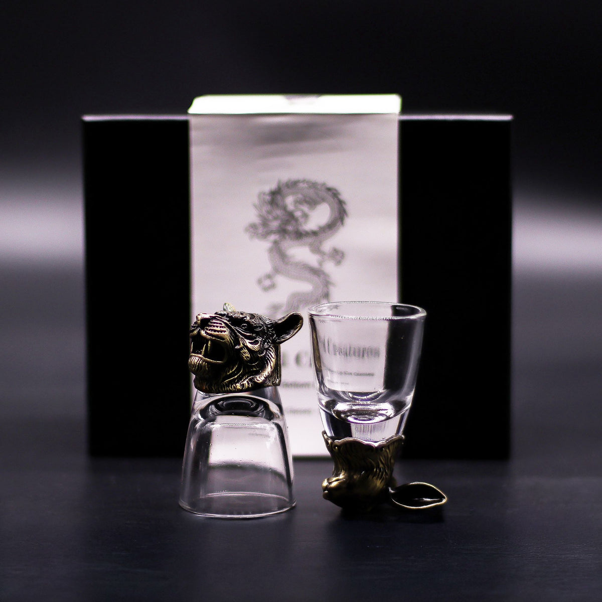 6 darabos feles pohár ajándékszett (50 ml) - erdei állatok - antik bronz