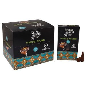 Tribal Soul visszafolyós füstölőkúp – fehér zsálya