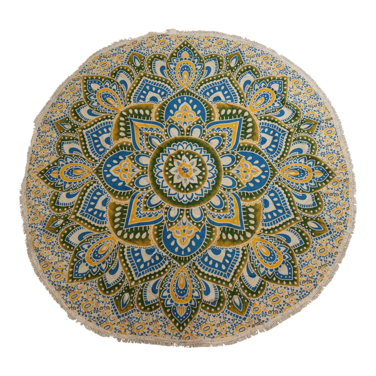 Nagy kerek mandala falidísz (180 cm) - sárga és kék
