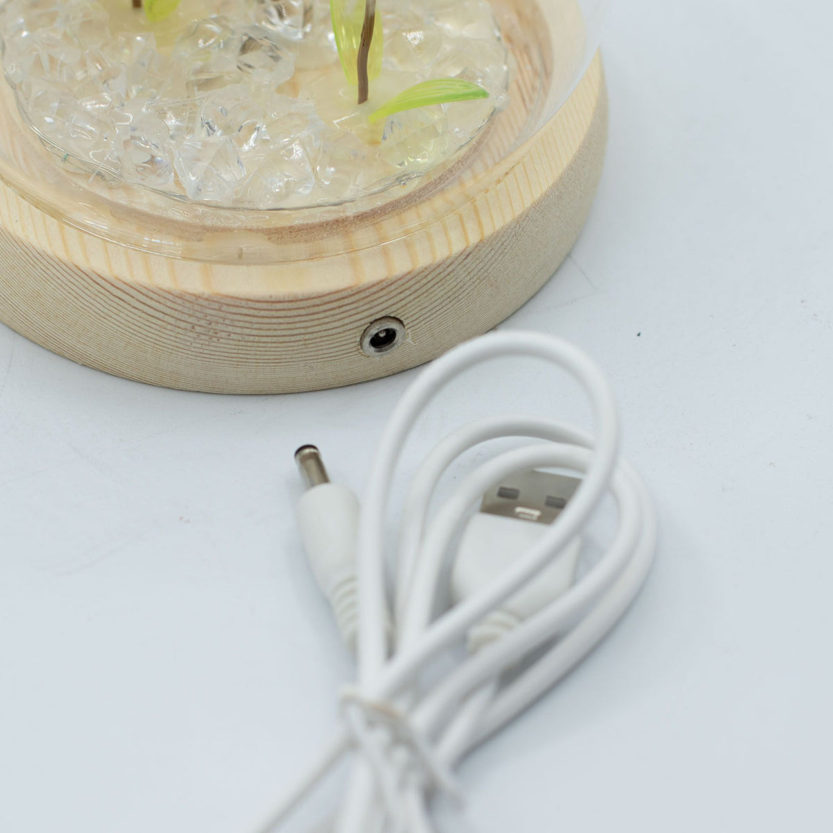 Virágos fénykert búra - 2 pitypang - LED USB