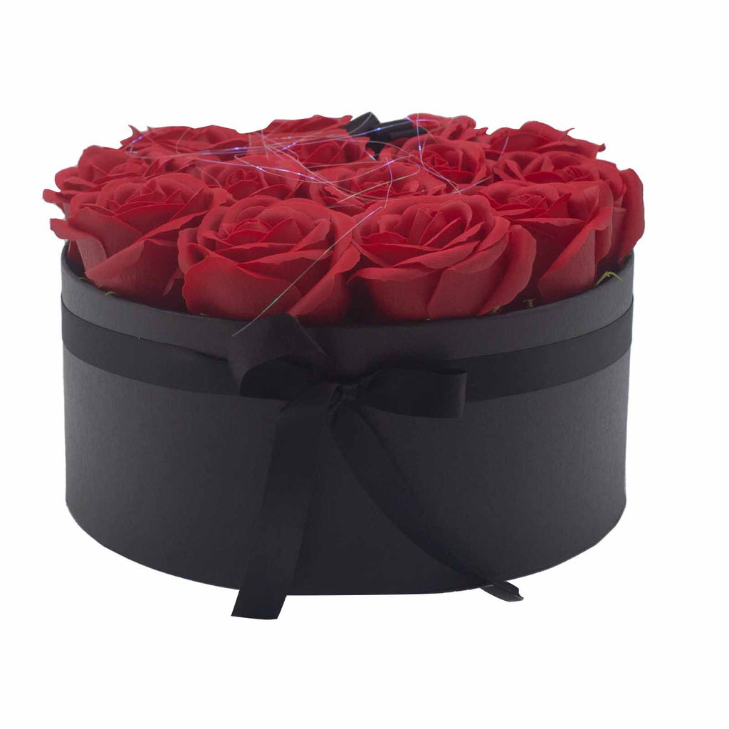 Seifenblumen-Geschenkstrauß - 14 rote Rosen - Rund
