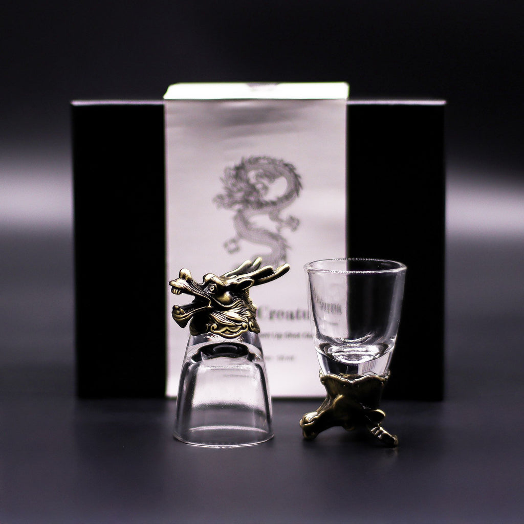 Geschenkset mit 6 Schnapsgläsern (50ml) - Wilde Waldtiere - Antikbronze