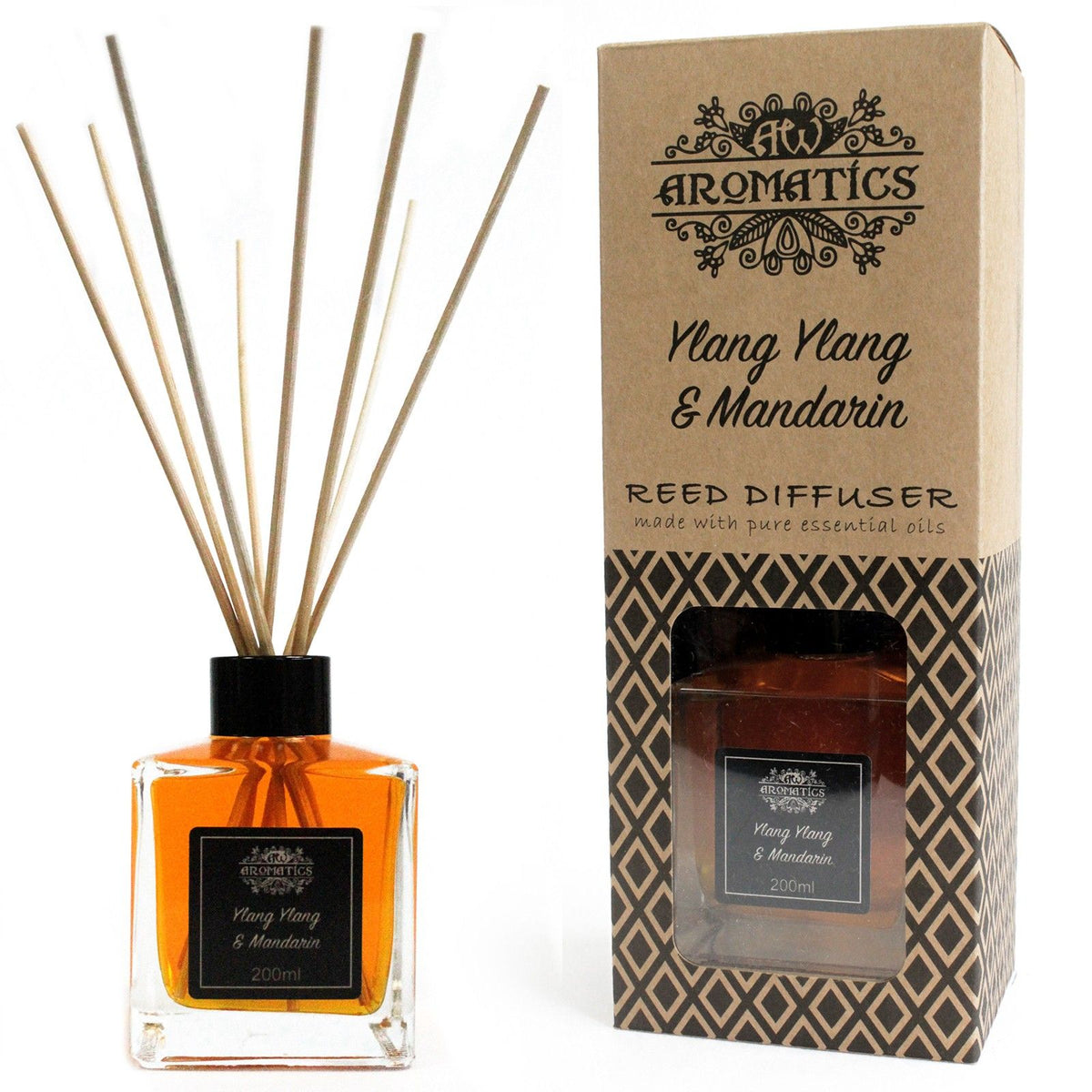 200 ml ylang ylang és mandarin illóolajos nádpálcás illatosító