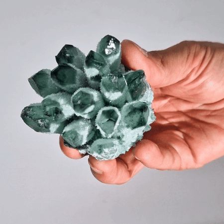 Crafted Quartz Cluster - Green Ghost Quartz (approx 250-300gm 8cm)