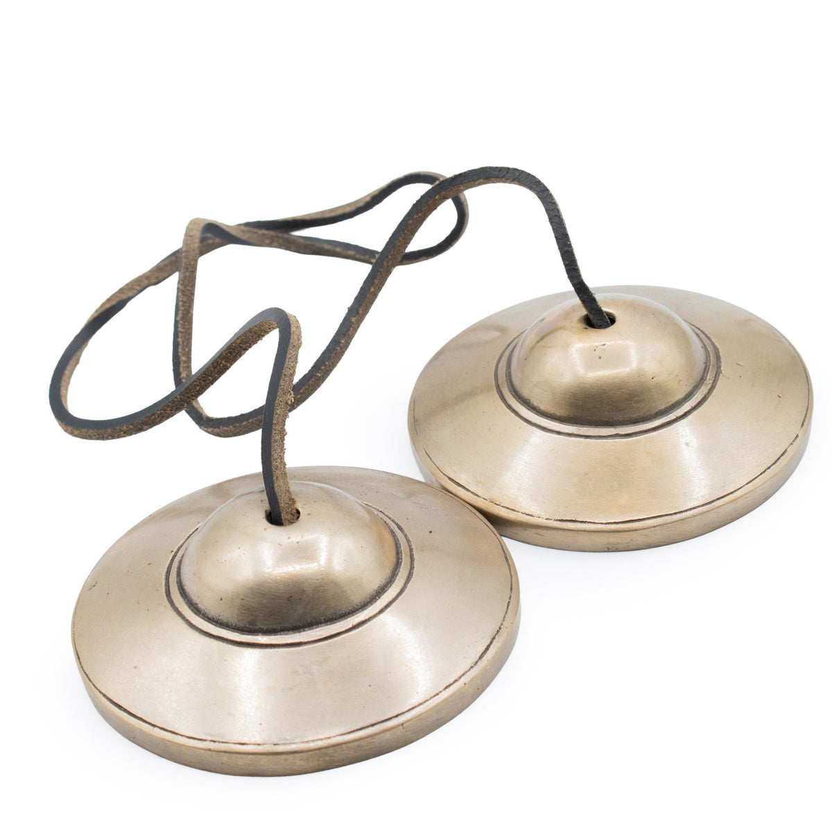 Prémium sárgaréz tibeti tingsha - hagyományos sima - kb. 7,5 cm (345 g)