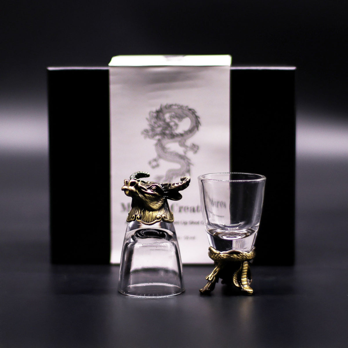 Geschenkset mit 6 Schnapsgläsern (50ml) - Wilde Waldtiere - Antikbronze
