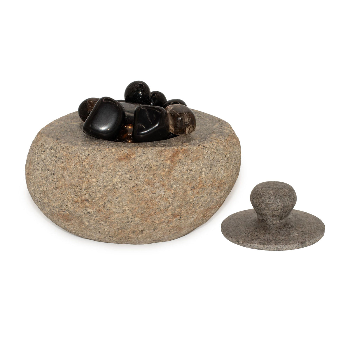 Uzemňovací nádoba z přírodního říčního kamene – velká (cca 15x12cm)