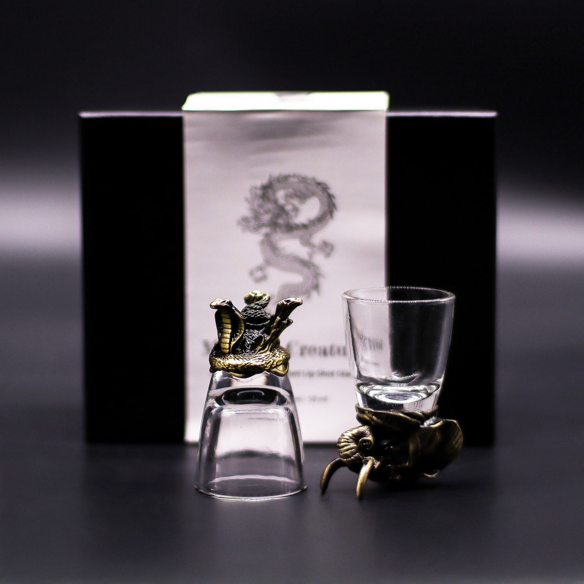 6 darabos feles pohár ajándékszett (50 ml) - erdei állatok - antik bronz
