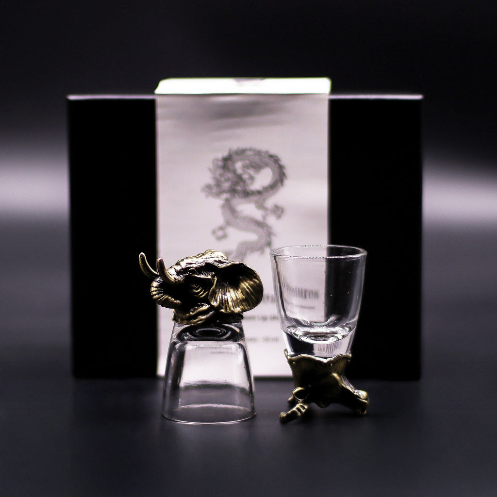 Geschenkset mit 6 Schnapsgläsern (50ml) - Wilde Waldtiere - Antikbronze