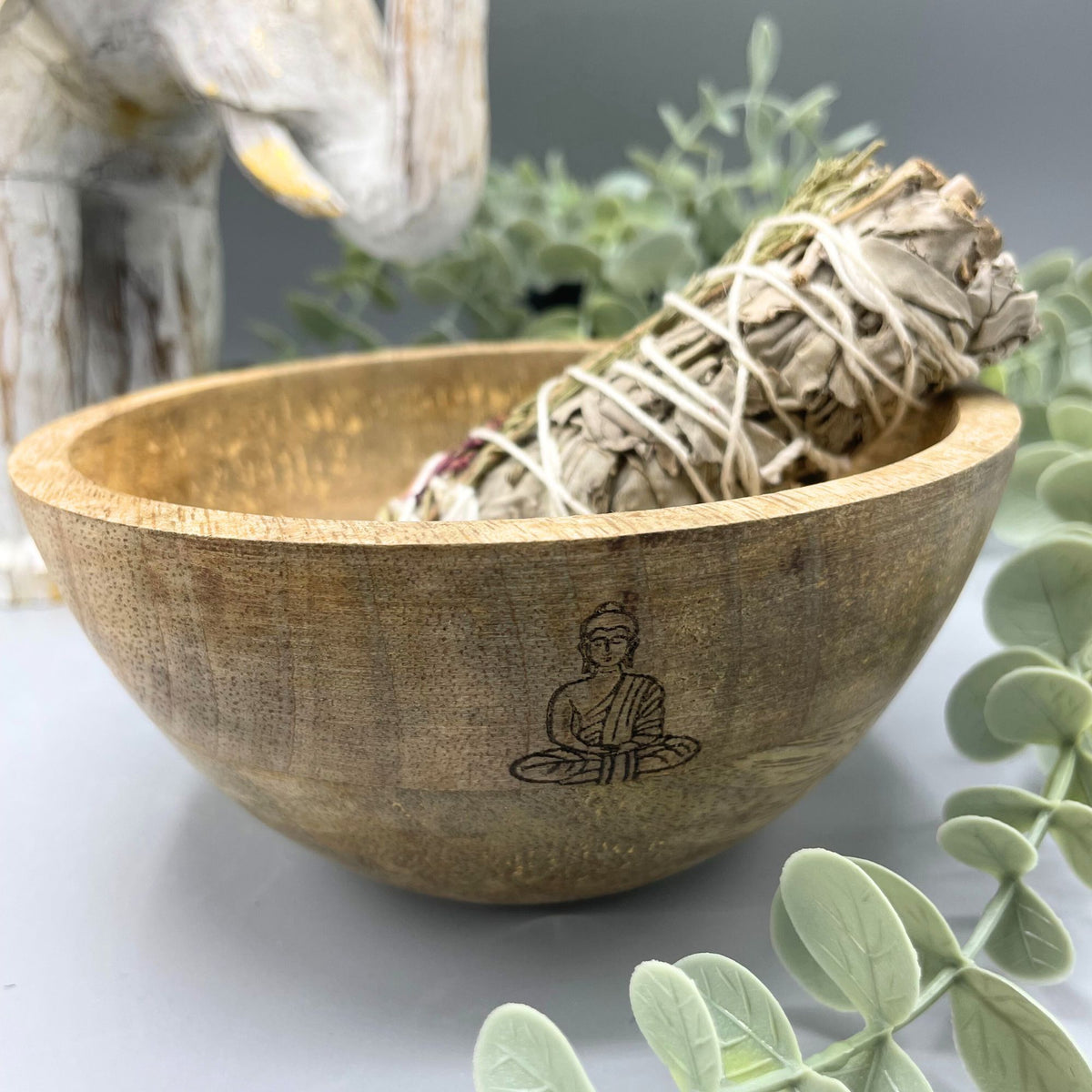 Fa füstölő- és rituális felajánlótál - Buddha - 14x7 cm