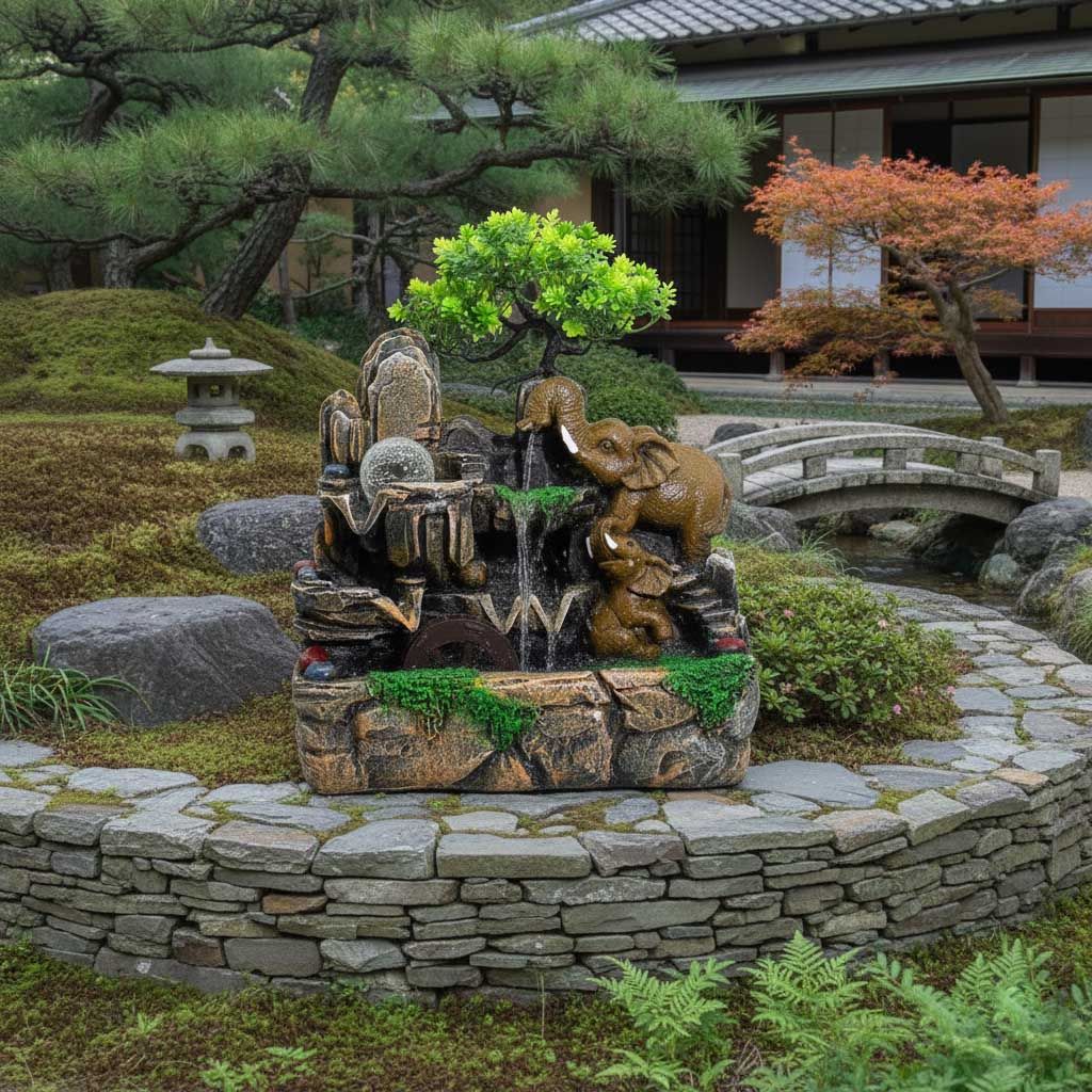 Zimmerbrunnen mit Buddha-Hand & Buddha-Kopf (20x25x35cm)
