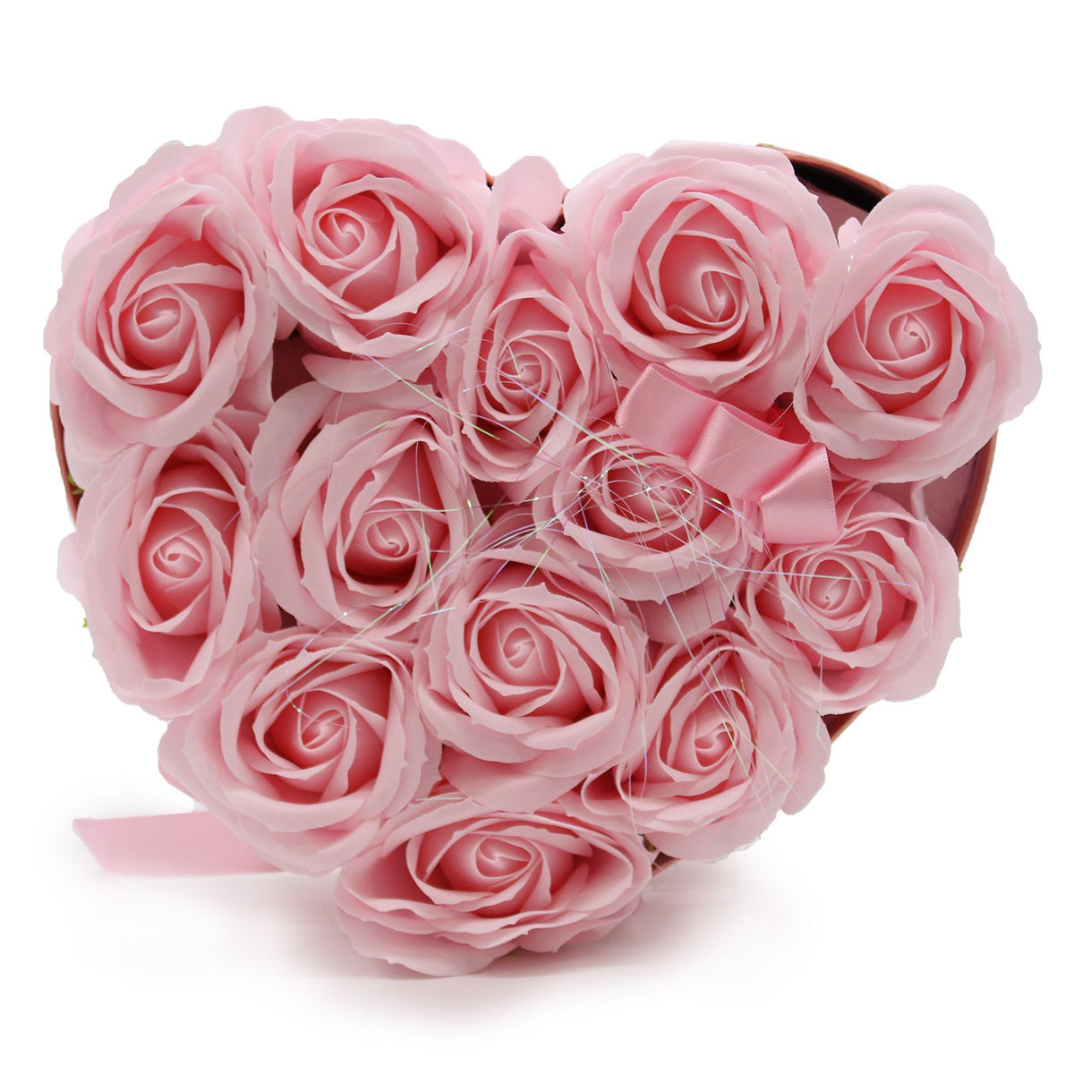 Seifenblumen-Geschenkstrauß - 13 rosa Rosen - Herz