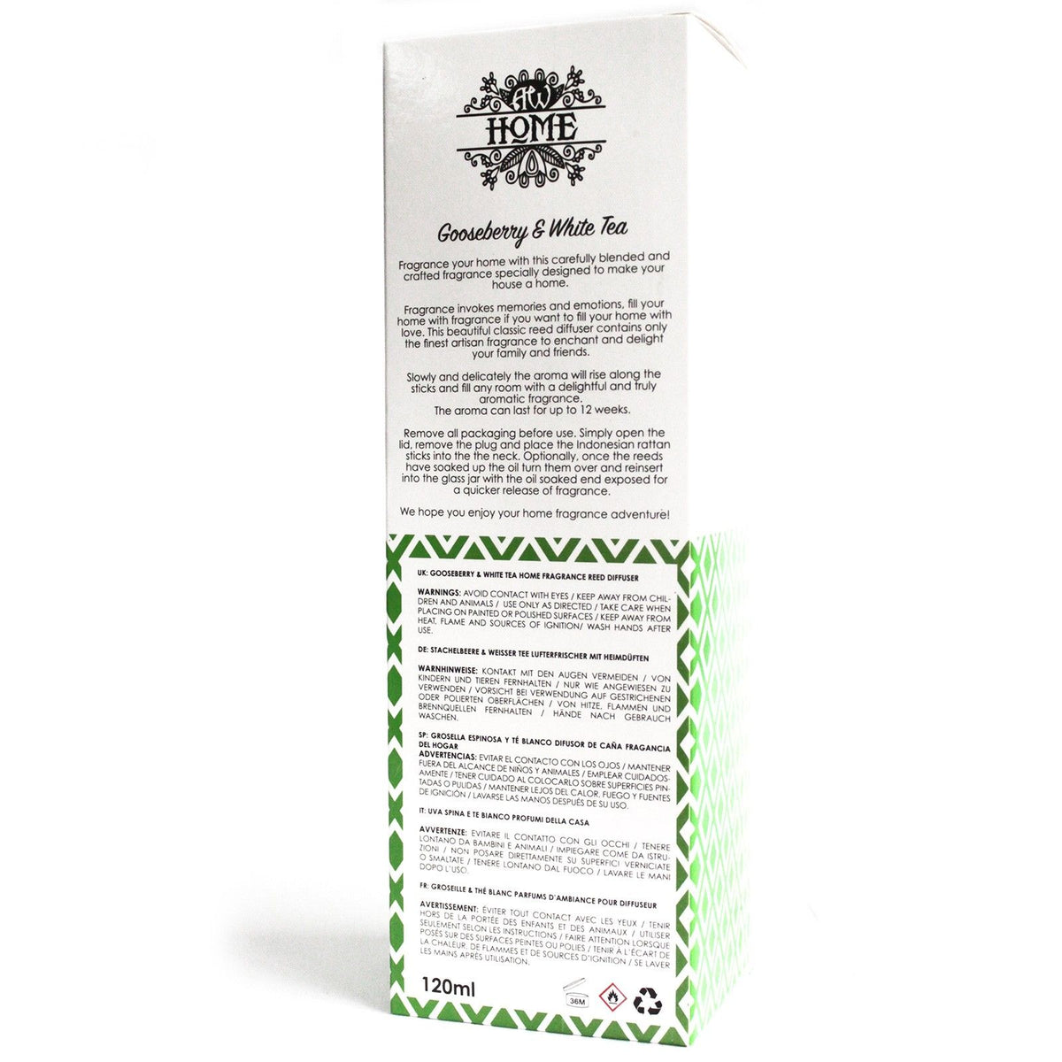 120 ml nádpálcás illatosító - egres és fehér tea