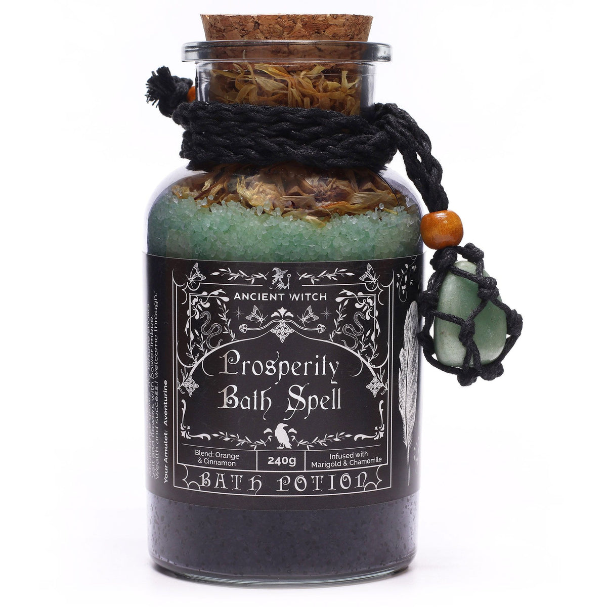 Ancient Witch koupelový kouzelný lektvar a amulet z avanturínu – prosperita
