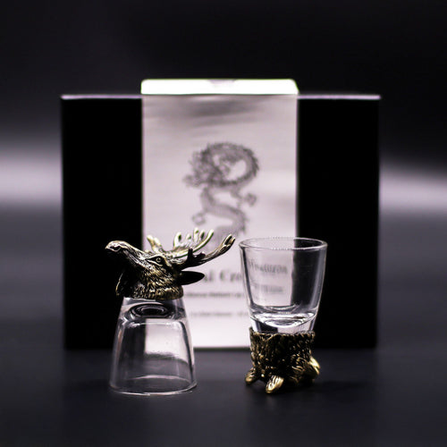 6 darabos feles pohár ajándékszett (50 ml) - erdei állatok - antik bronz