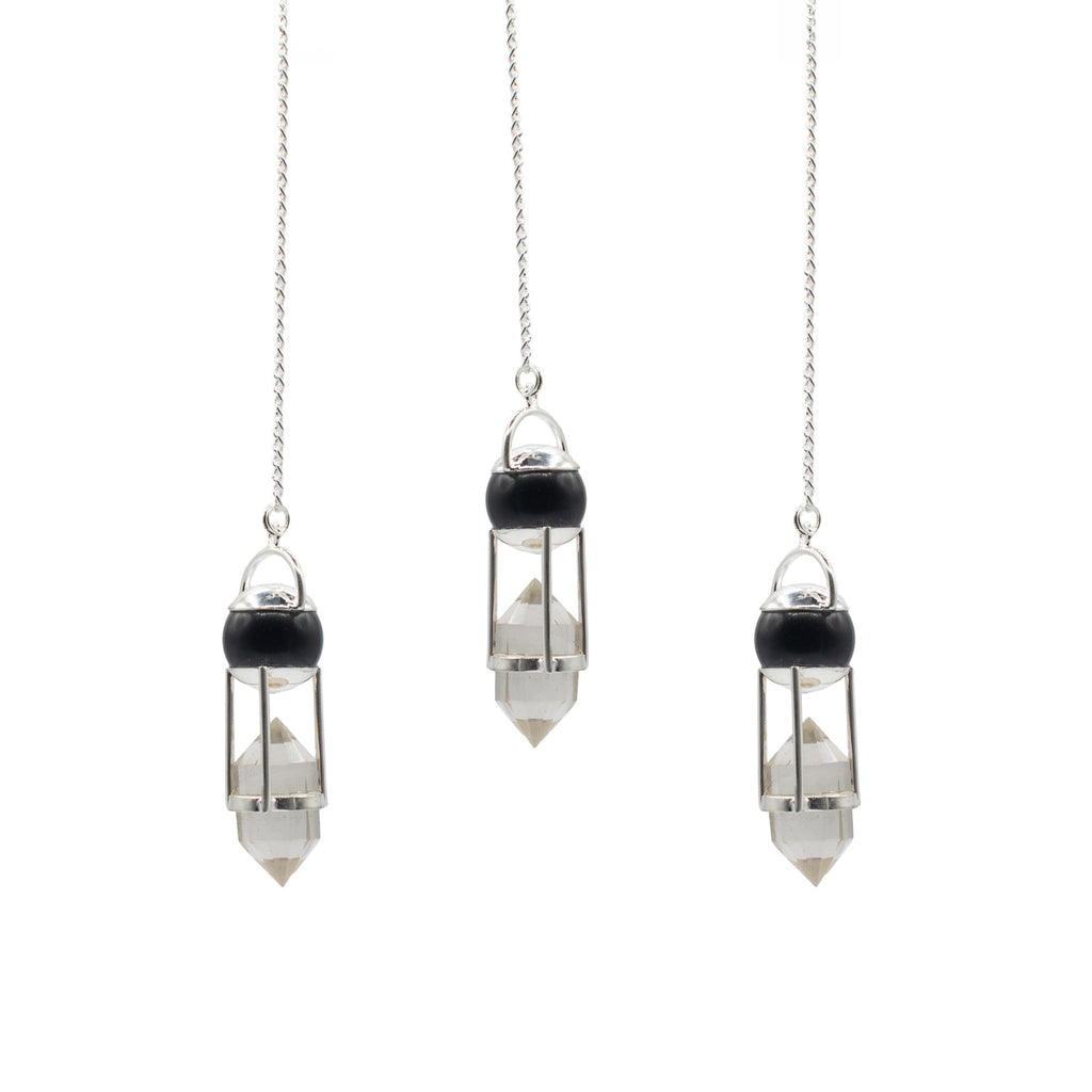 Shadow Seer - Double Power Pendulum - Obsidian Globe - Clear Quartz Double Terminated