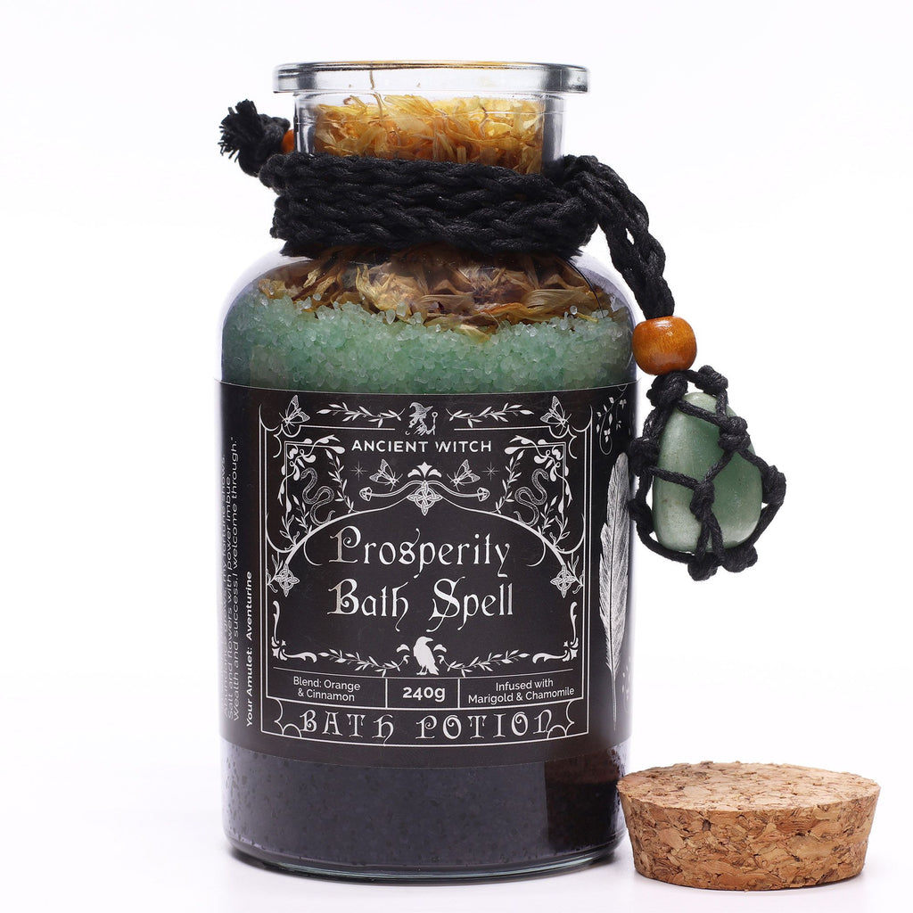 Ancient Witch koupelový kouzelný lektvar a amulet z avanturínu – prosperita