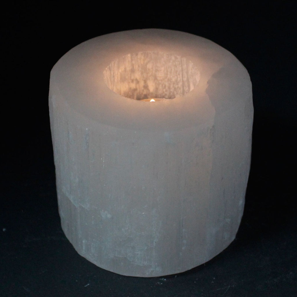 Selenitový svietnik – valec – 8 cm