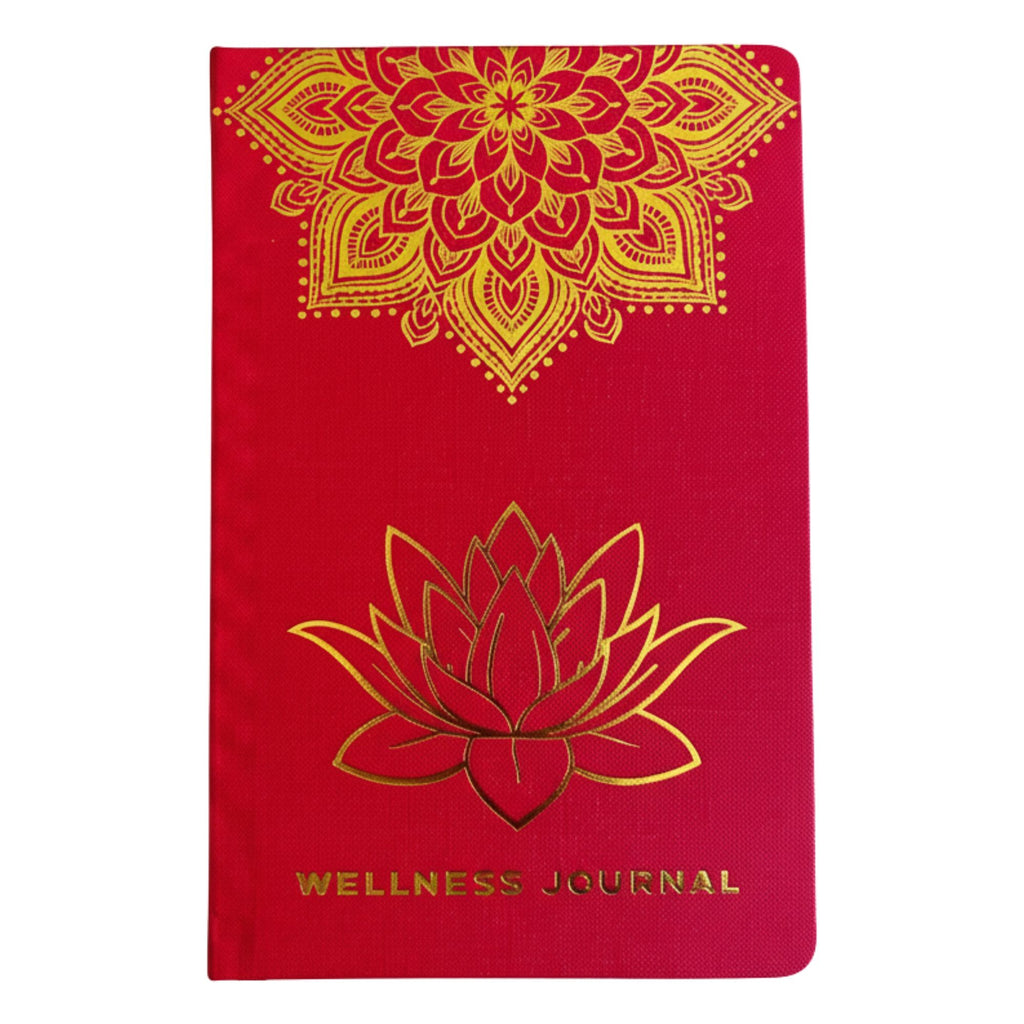 Piros wellness napló - 120 oldal - arany mandala és lótusz