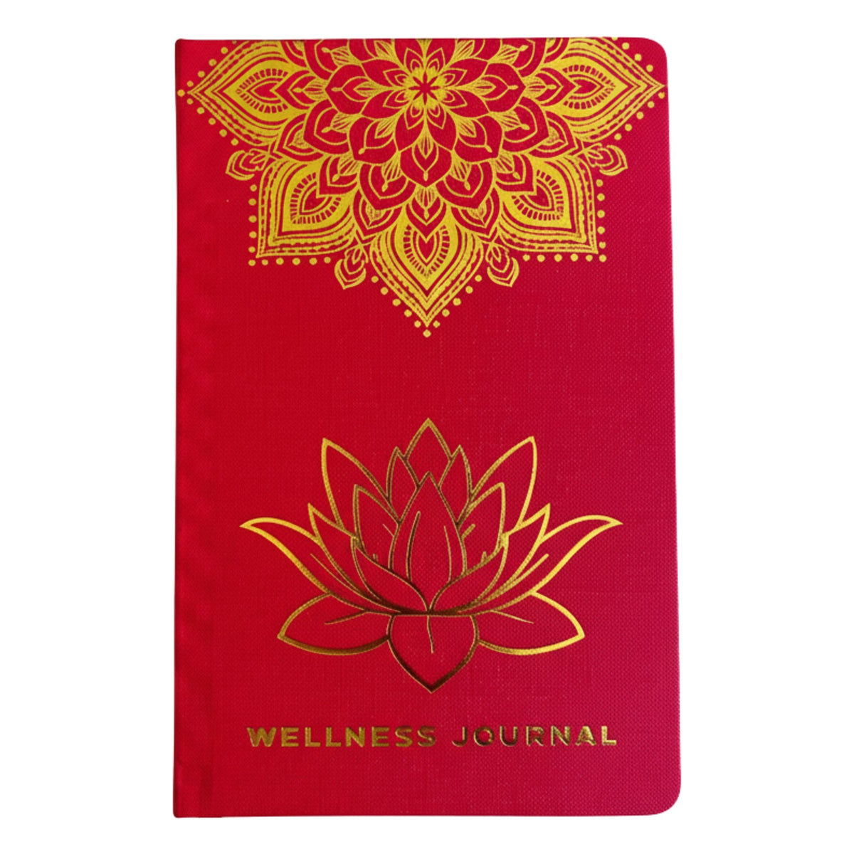Piros wellness napló - 120 oldal - arany mandala és lótusz
