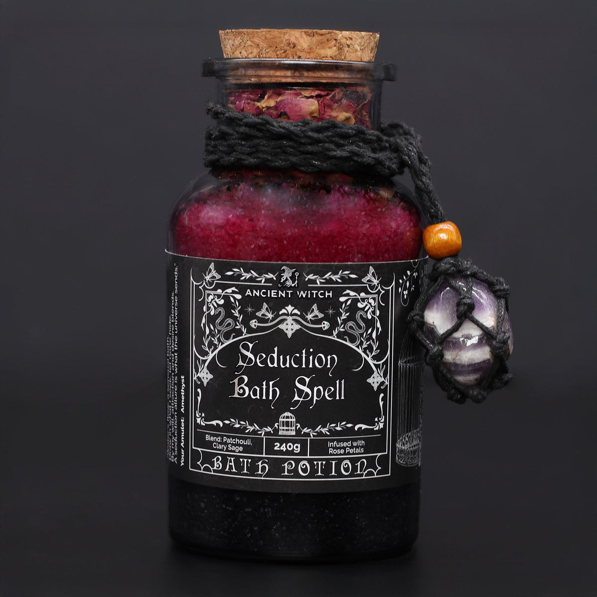 Ancient Witch fürdővarázs-főzet és ametiszt kristály amulett - Csábítás