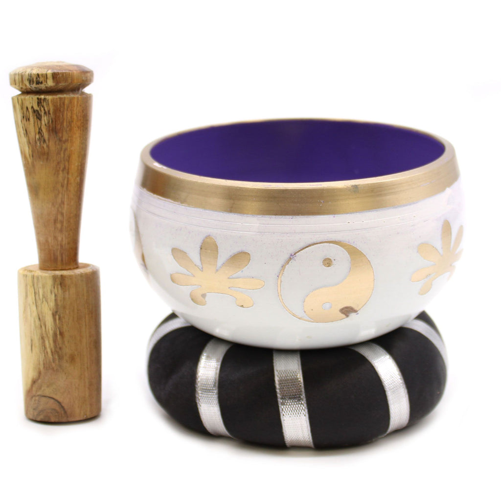 Sada spievajúcej misy jin a jang – biela/fialová 10.7cm