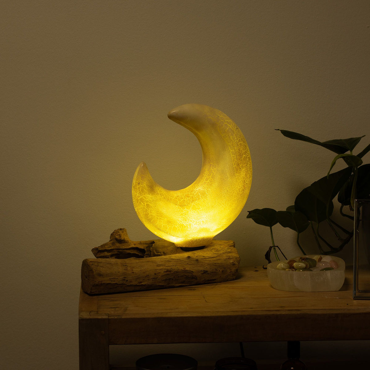 DriftGlow lámpa repedezett félhold búra - Szürke