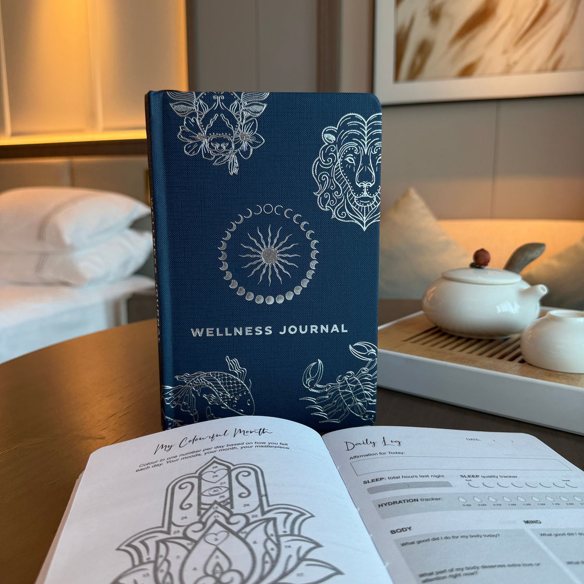 Éjkék wellness napló - 120 oldal - ezüst zodiákus