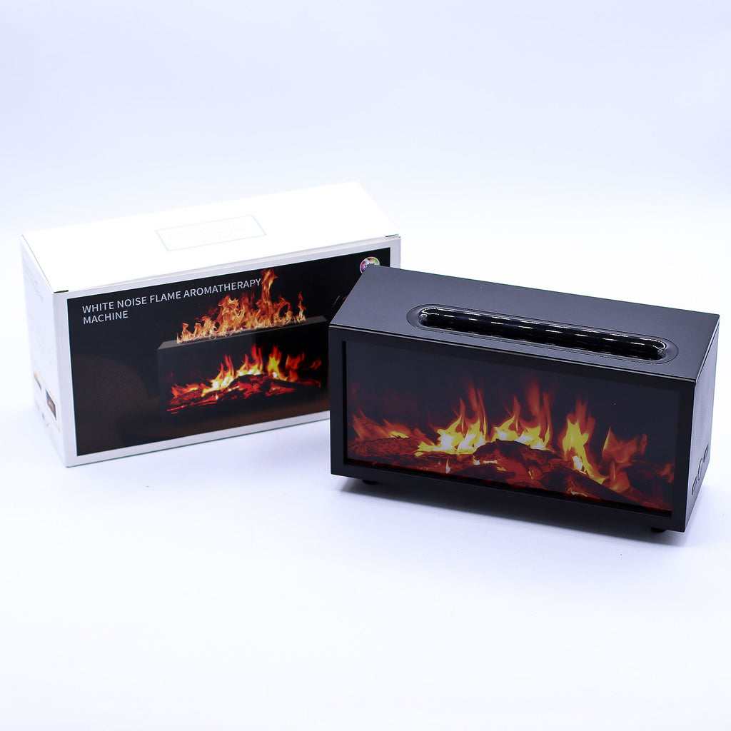 Aroma difuzér s efektom plameňa a spevom vtákov – čierny – USB – zmena farieb