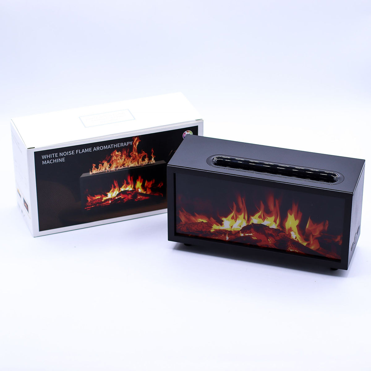 Aroma difuzér s efektom plameňa a spevom vtákov – čierny – USB – zmena farieb