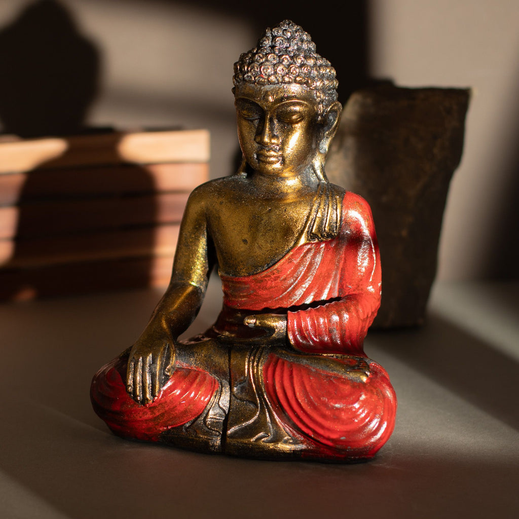 Buddha in Rot & Gold – Groß