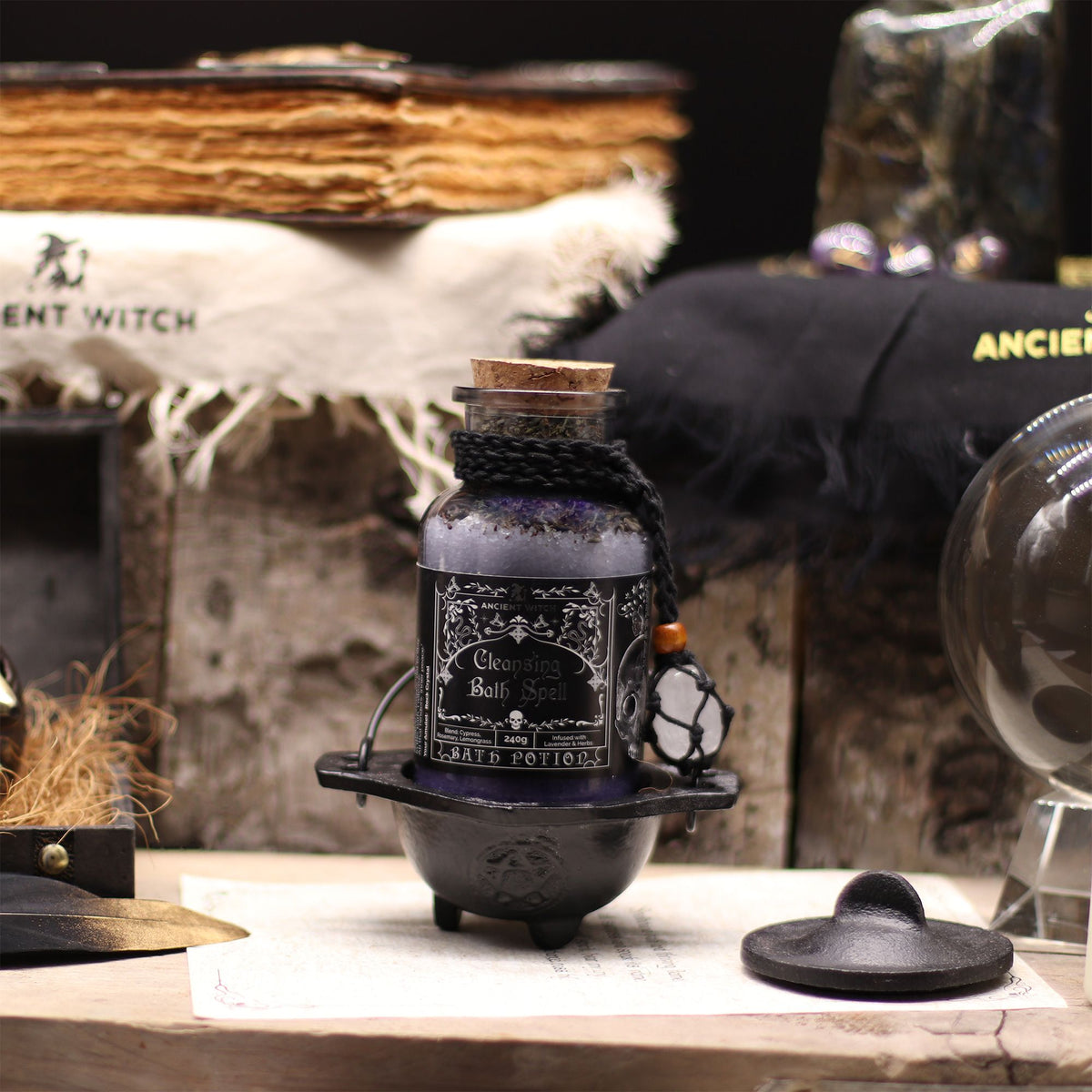 Ancient Witch fürdővarázs-főzet és hegyikristály amulett - Tisztítás