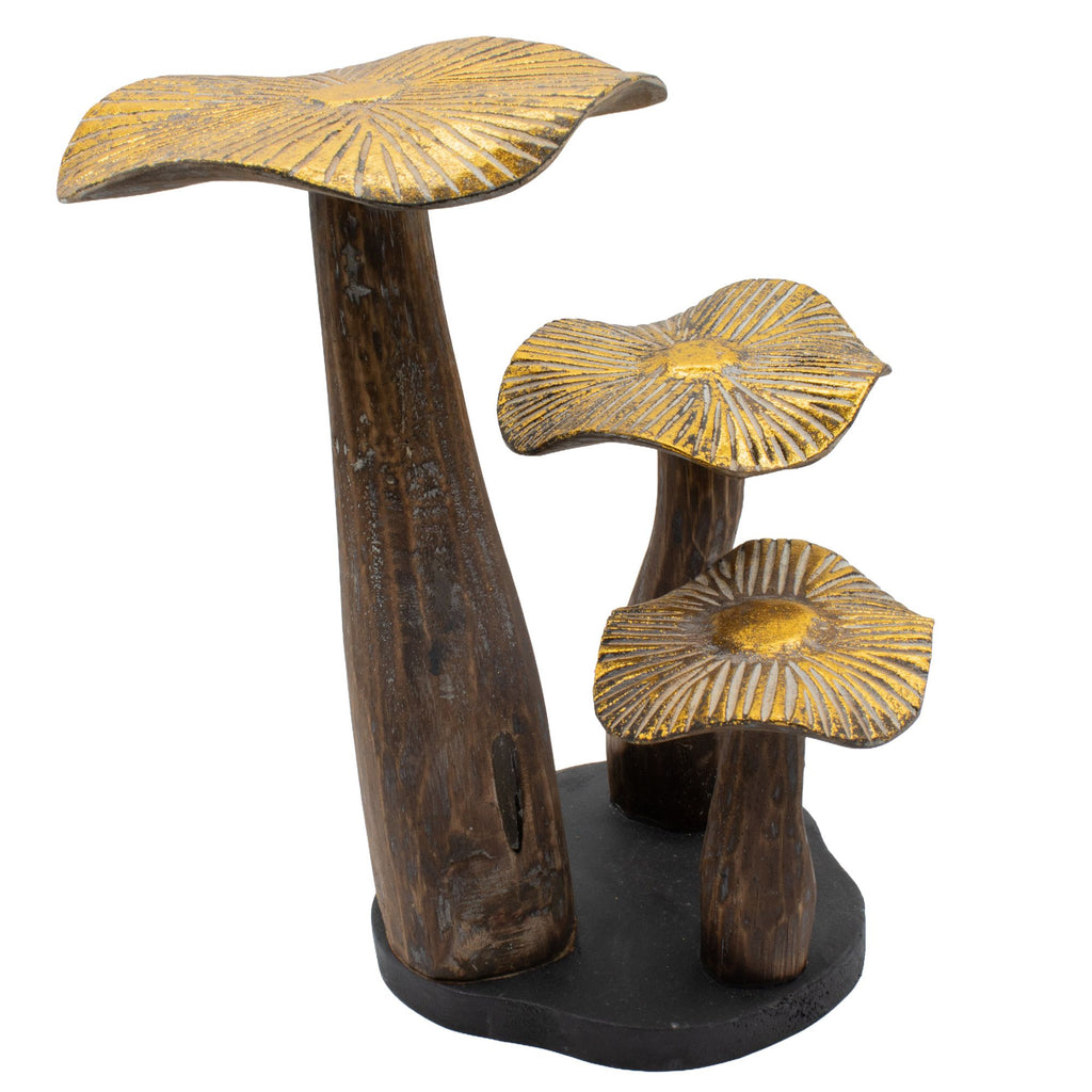 Große goldene Pilz-Deko - 32cm - Natur