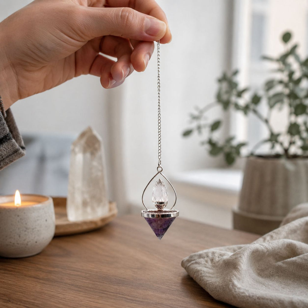 Edelstein-Pendel Laterne des Lebens - Amethyst & Bergkristall