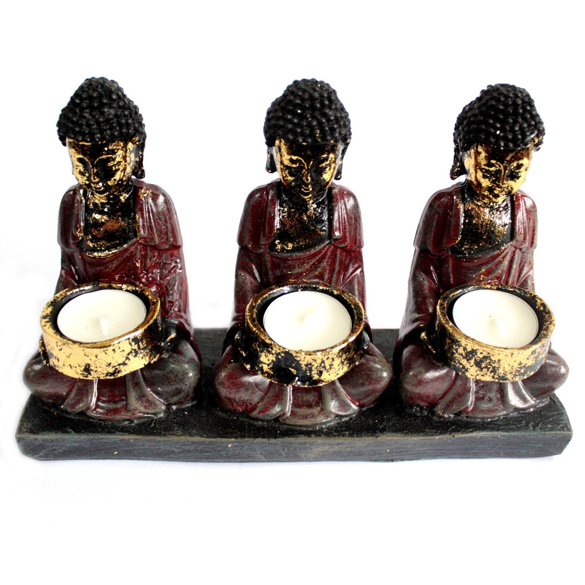 Antikolt Buddha - három hívő gyertyatartó