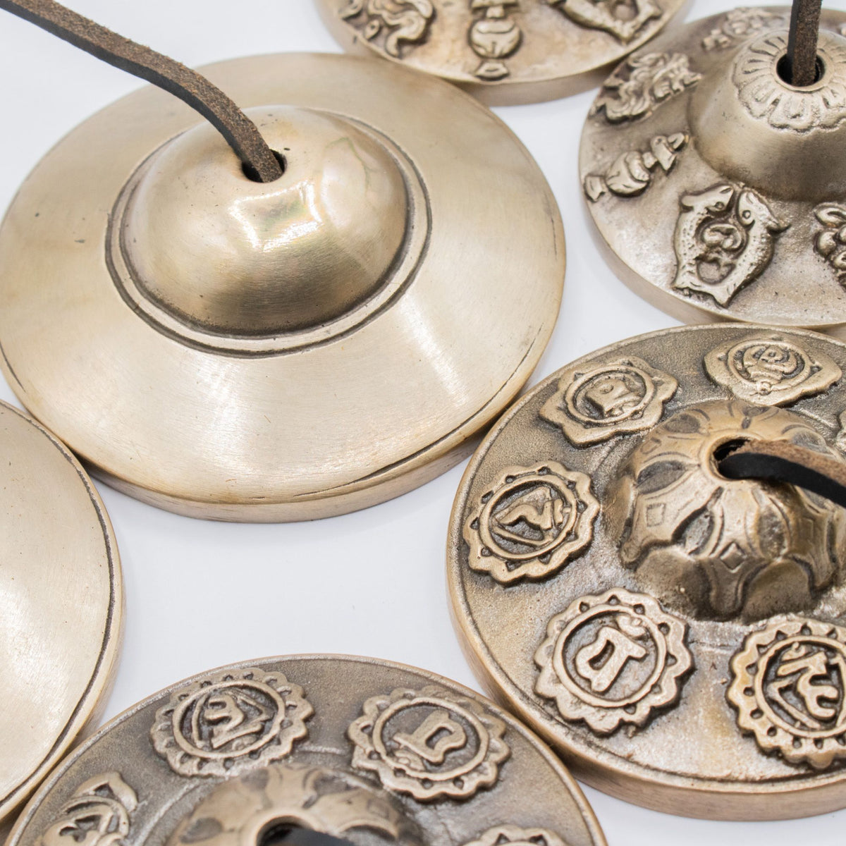 Prémiové mosadzné tibetské činelky Tingsha – symboly šťastia – cca 6cm (155g)