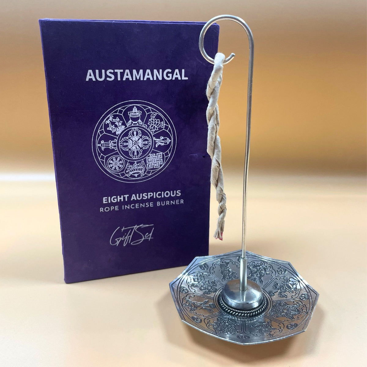 Kötélfüstölő és ezüstözött tartó szett - Astamangal