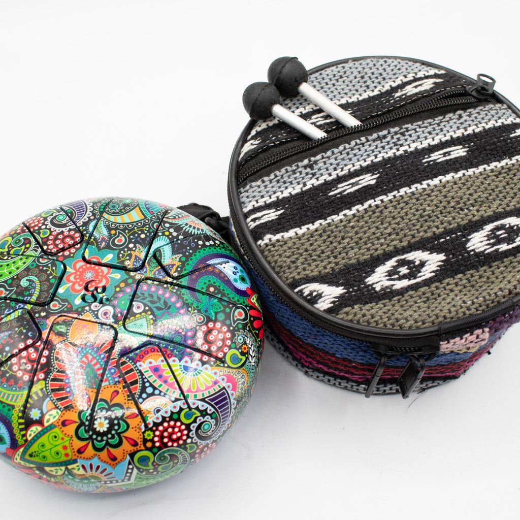 Flache mittlere Happy Drum Mandala Blatt - 14x7cm