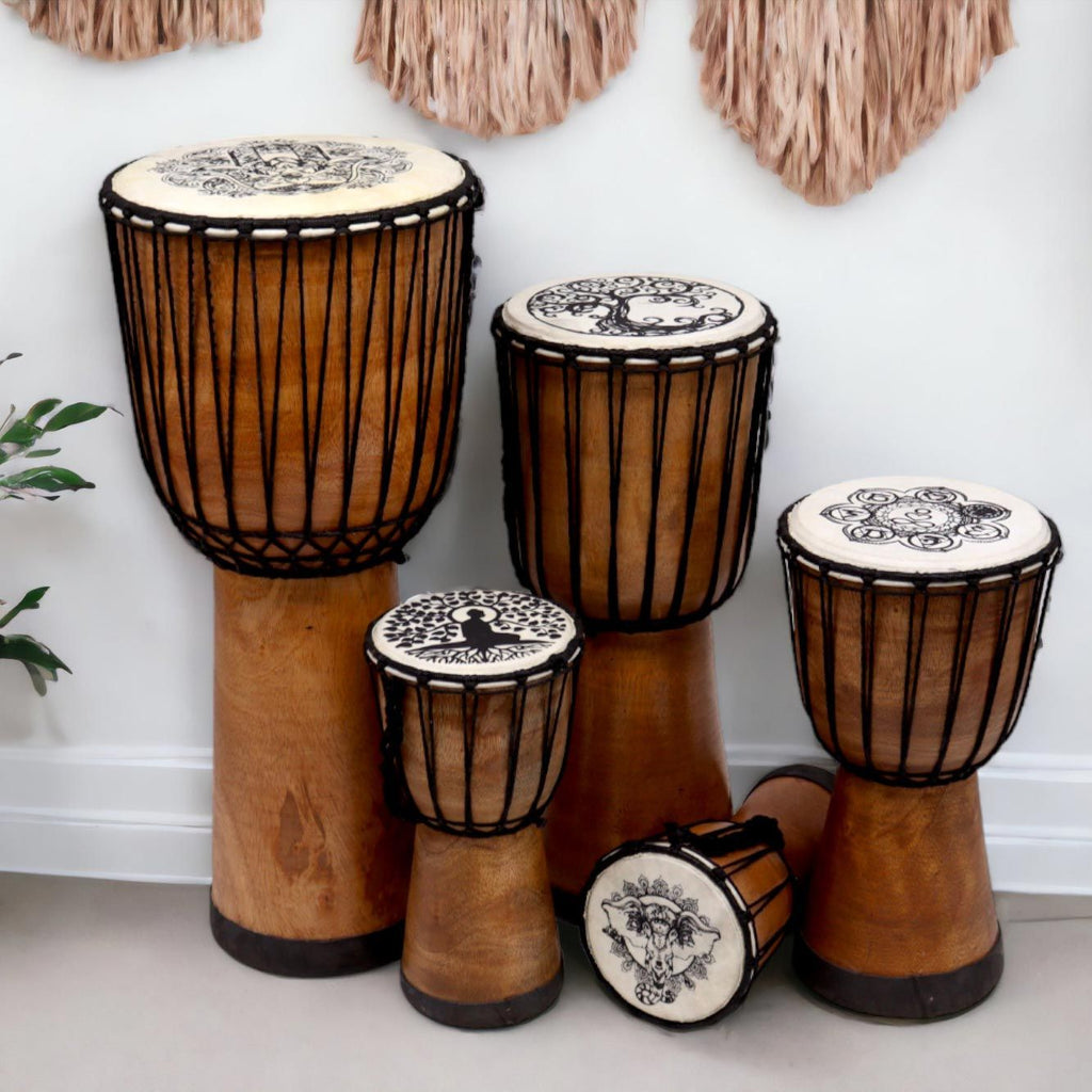 Ručně vyrobený buben djembe se širokou hlavou – 20cm