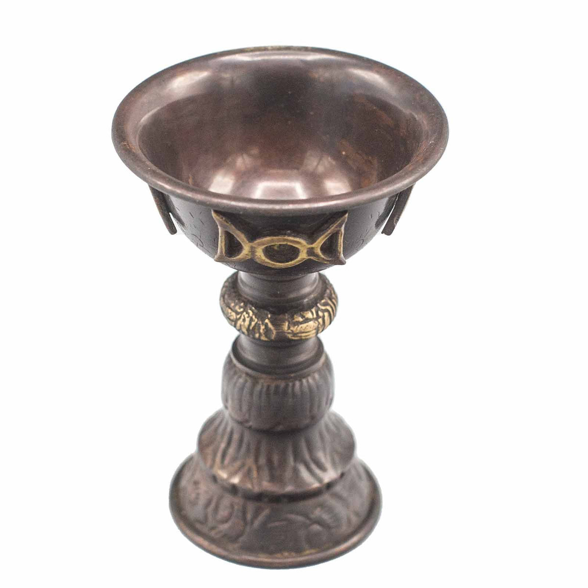 Antikolt vörösréz rituális kehely hármas holddal 8x13 cm