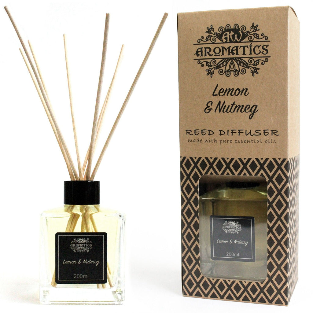 200ml Raumduft mit Stäbchen mit ätherischem Öl - Zitrone & Muskatnuss