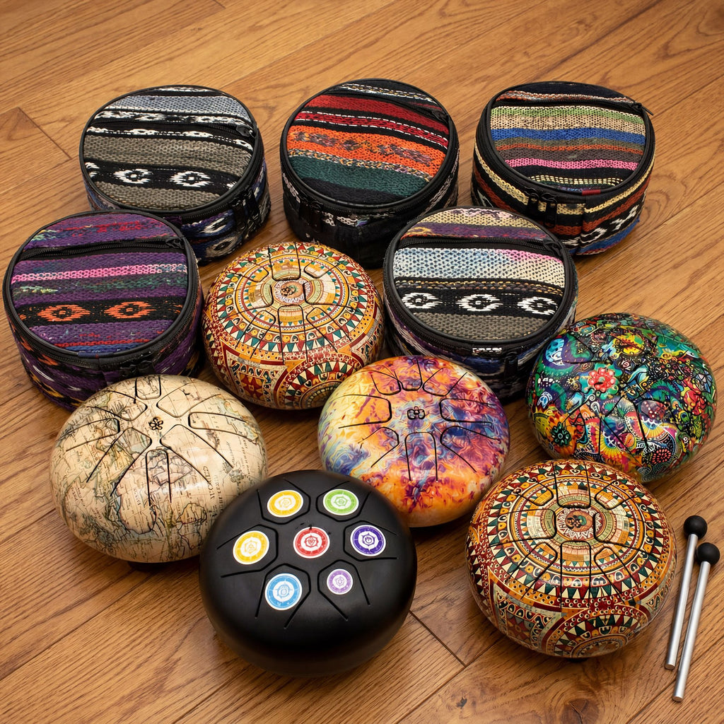Flache mittlere Happy Drum Mandala Blatt - 14x7cm